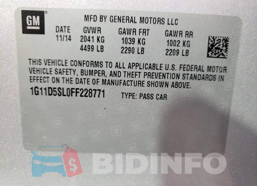 1G11D5SL0FF228771 Photo# 12