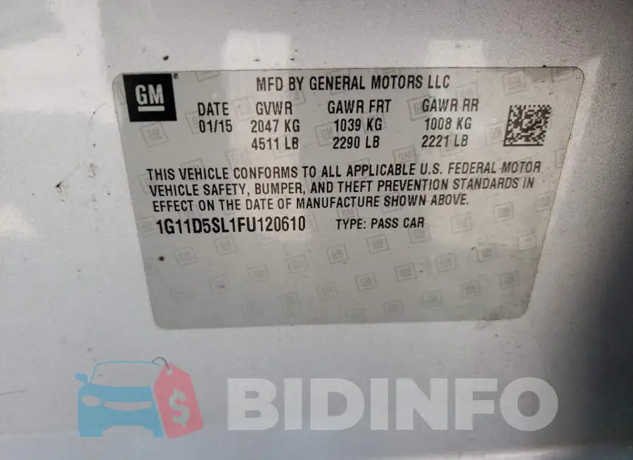 1G11D5SL1FU120610 Photo# 12