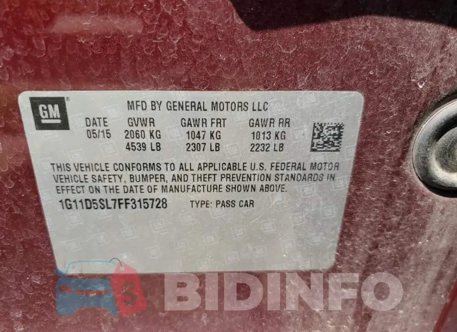 1G11D5SL7FF315728 Photo# 12