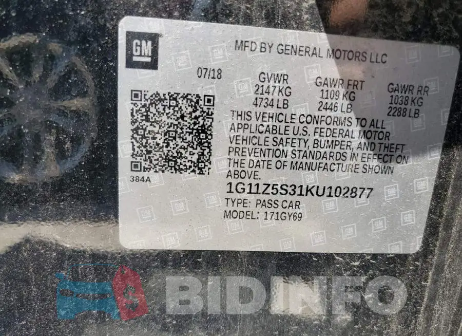 1G11Z5S31KU102877 Photo# 12