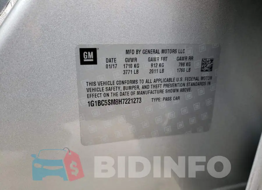 1G1BC5SM8H7221273 Photo# 12