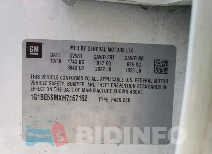 1G1BE5SMXH7167162 Photo# 12