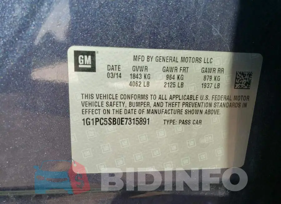 1G1PC5SB0E7315891 Photo# 12