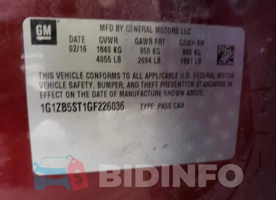1G1ZB5ST1GF226036 Photo# 12