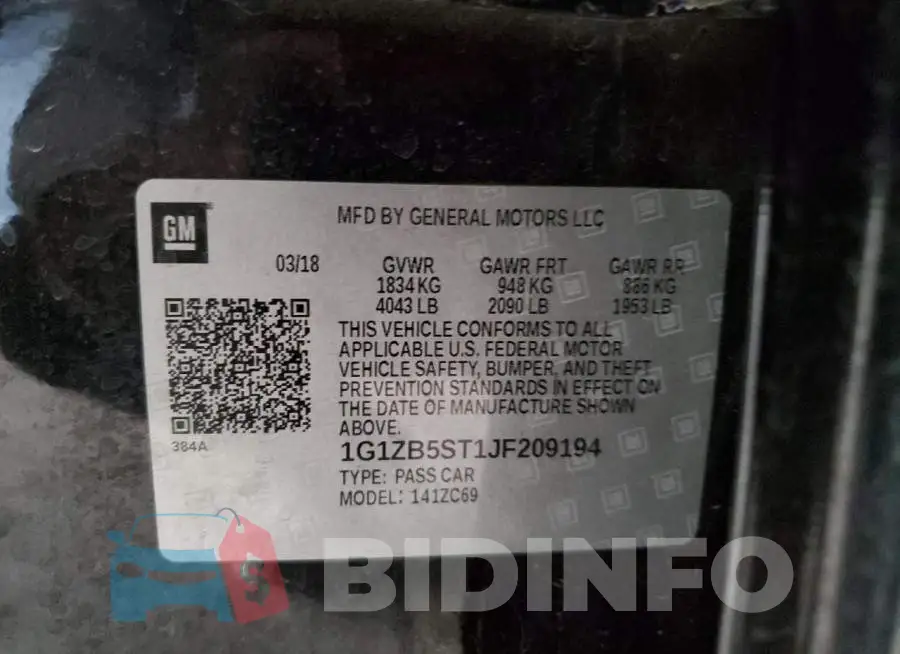 1G1ZB5ST1JF209194 Photo# 12