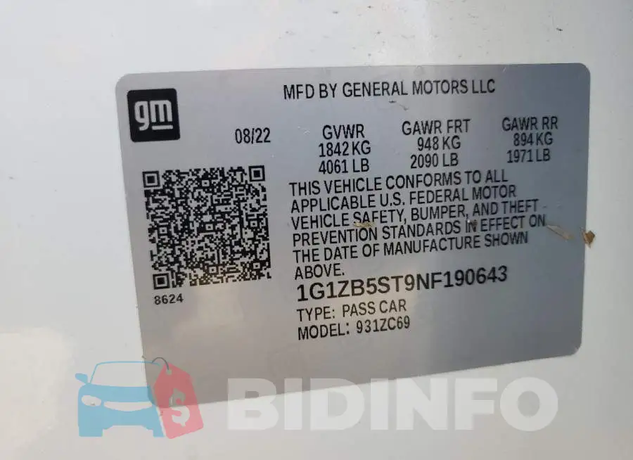 1G1ZB5ST9NF190643 Photo# 12
