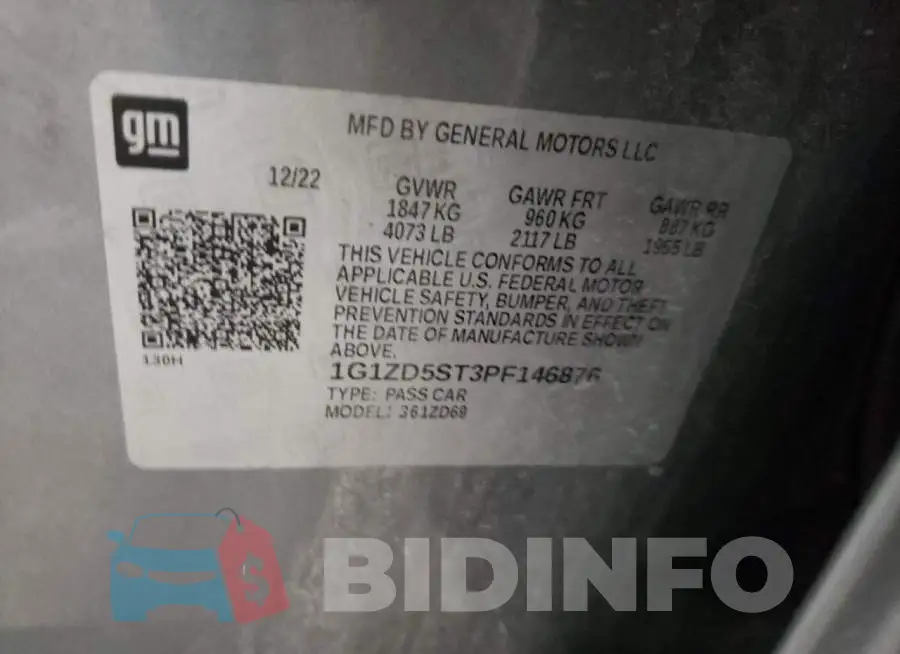 1G1ZD5ST3PF146876 Photo# 12