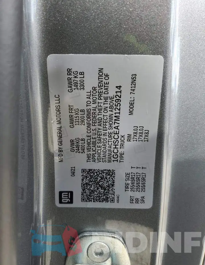 1GCHSCEA7M1259214 Photo# 12