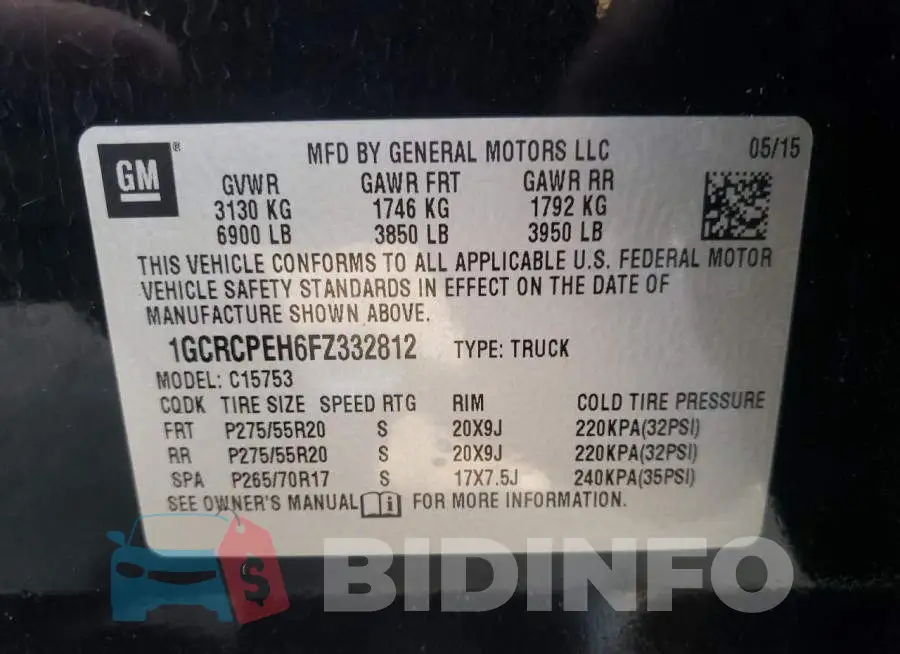 1GCRCPEH6FZ332812 Photo# 12