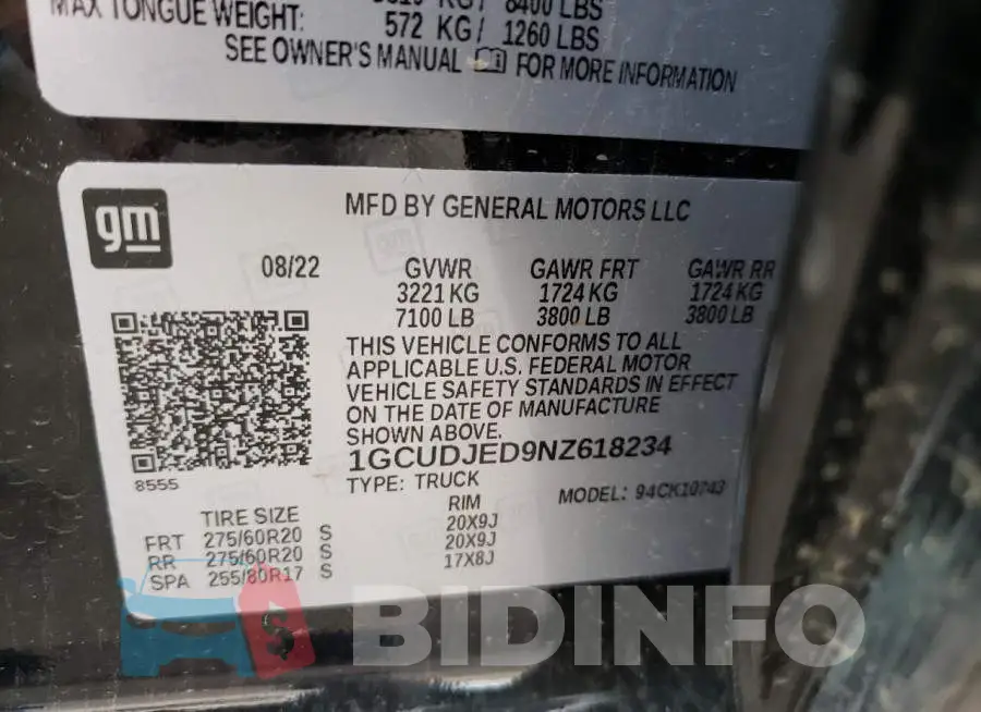 1GCUDJED9NZ618234 Photo# 12