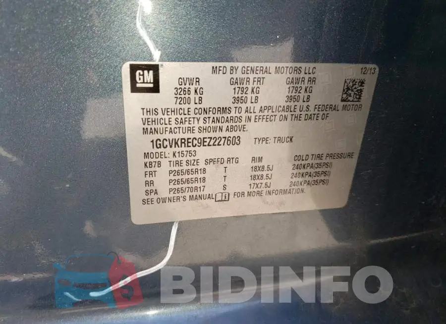1GCVKREC9EZ227603 Photo# 12