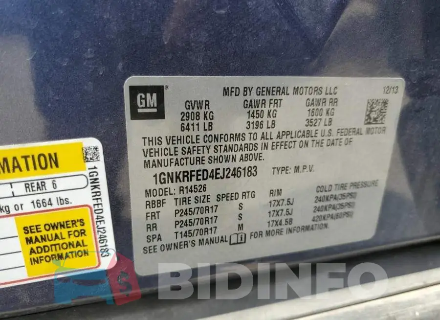 1GNKRFED4EJ246183 Photo# 13