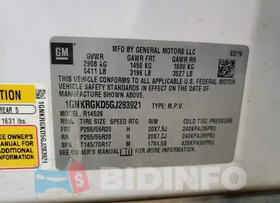 1GNKRGKD5GJ283921 Photo# 12