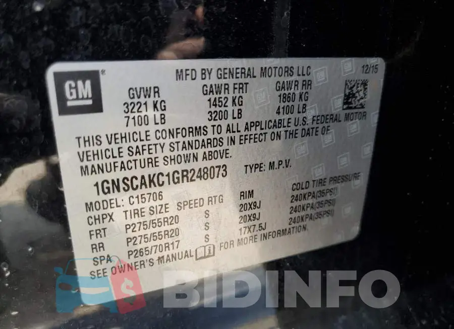 1GNSCAKC1GR248073 Photo# 13