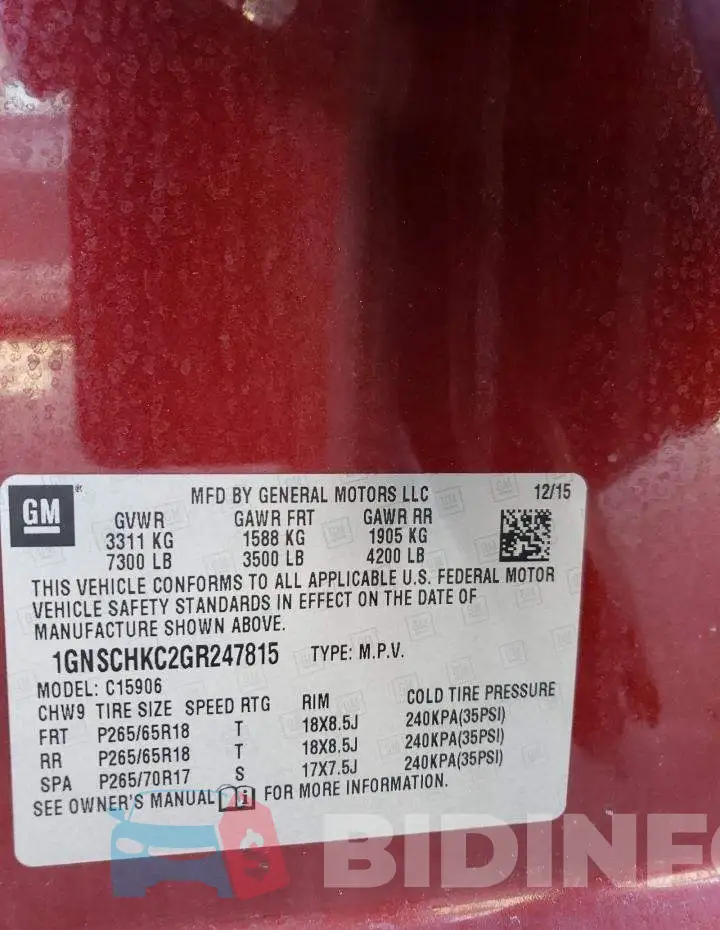 1GNSCHKC2GR247815 Photo# 13
