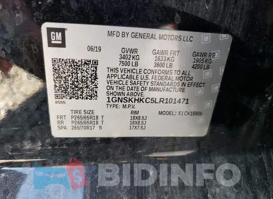 1GNSKHKC5LR101471 Photo# 13