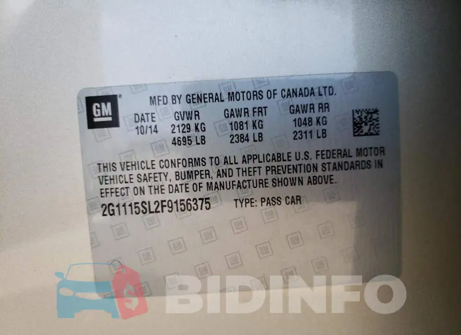 2G1115SL2F9156375 Photo# 12