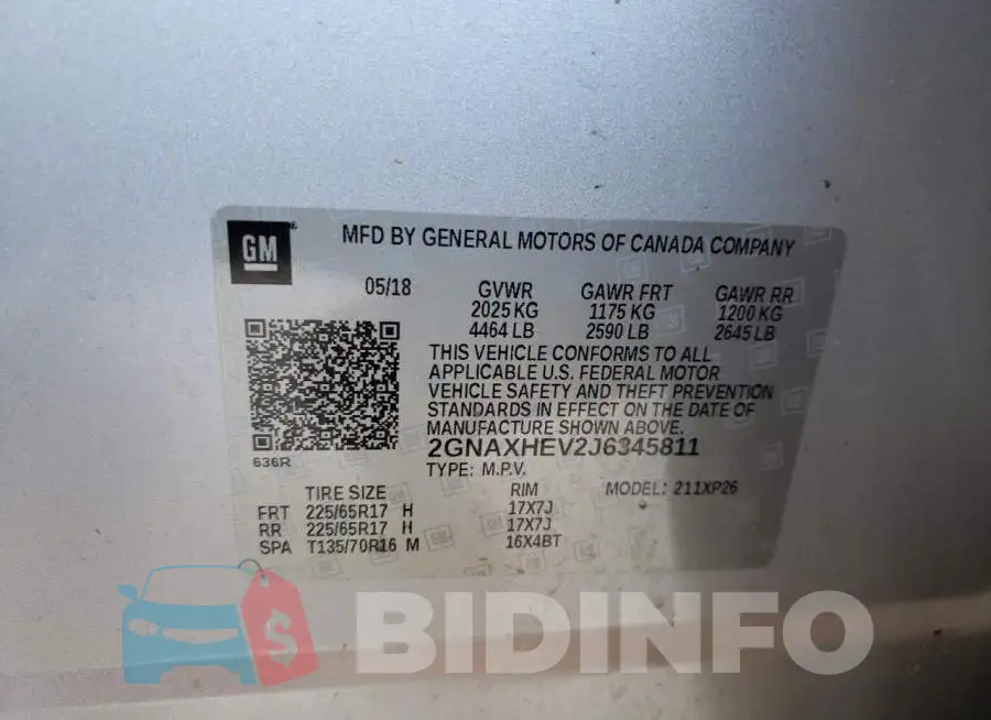 2GNAXHEV2J6345811 Photo# 13