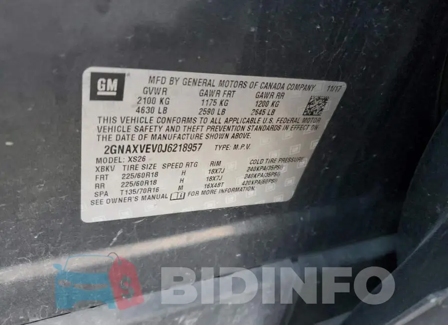 2GNAXVEV0J6218957 Photo# 13