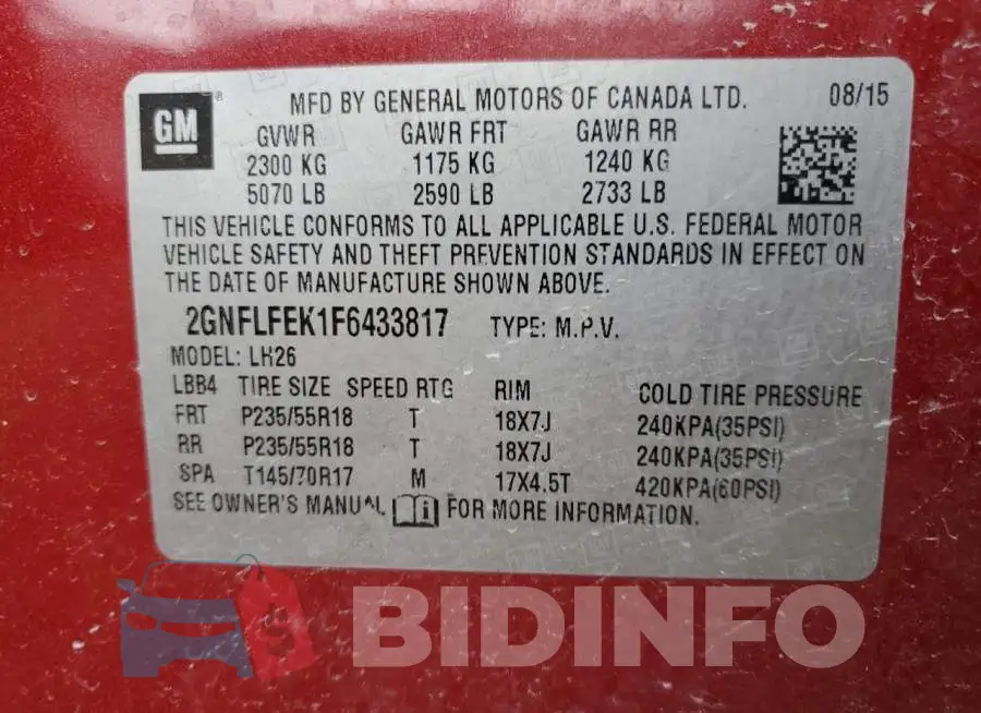 2GNFLFEK1F6433817 Photo# 14