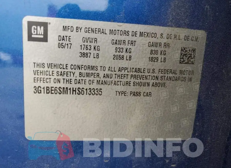 3G1BE6SM1HS613335 Photo# 12