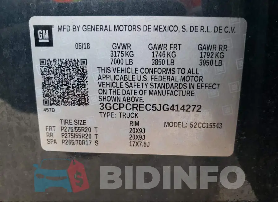 3GCPCREC5JG414272 Photo# 13