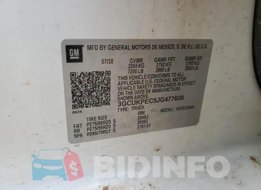 3GCUKPEC5JG477608 Photo# 13