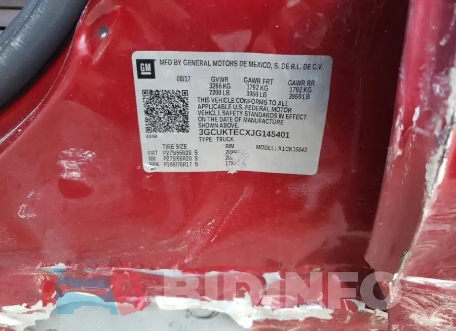 3GCUKTECXJG145401 Photo# 12
