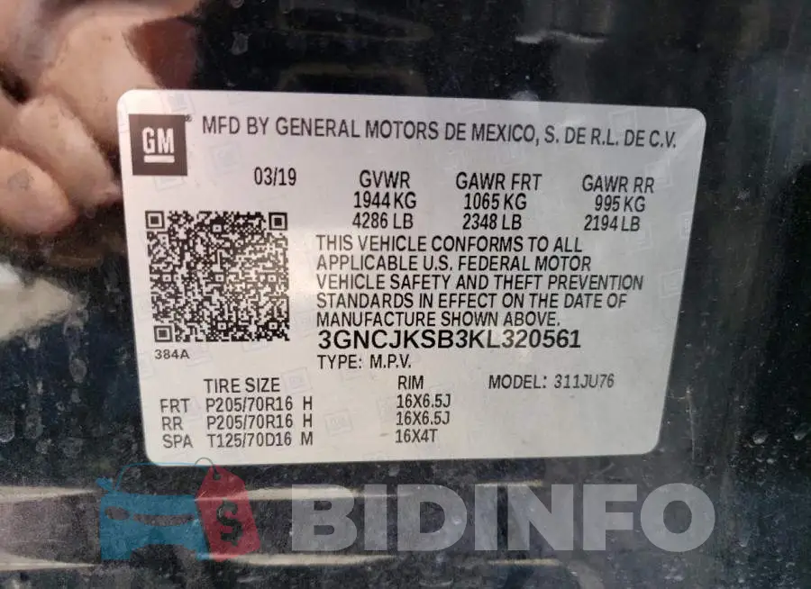 3GNCJKSB3KL320561 Photo# 13