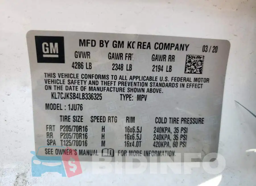 KL7CJKSB4LB336325 Photo# 13