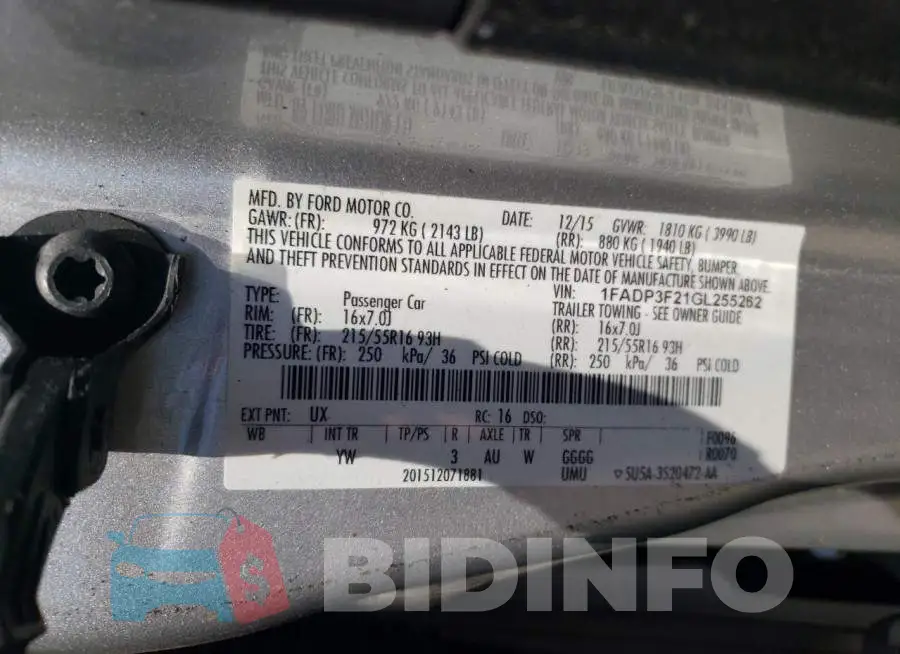 1FADP3F21GL255262 Photo# 12