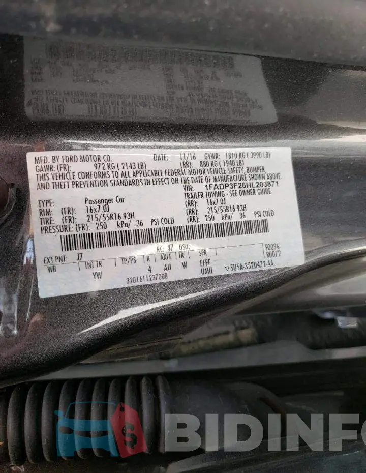 1FADP3F26HL203871 Photo# 12