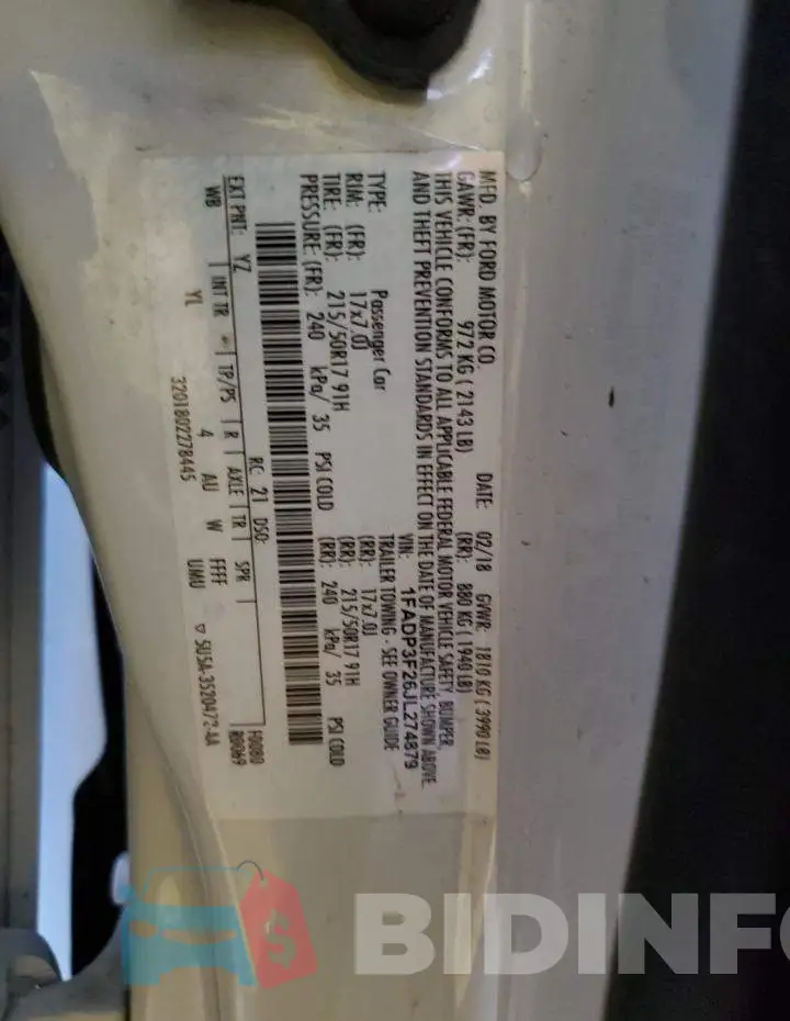1FADP3F26JL274879 Photo# 12