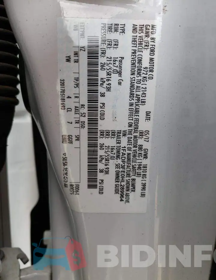 1FADP3FE0HL289964 Photo# 12