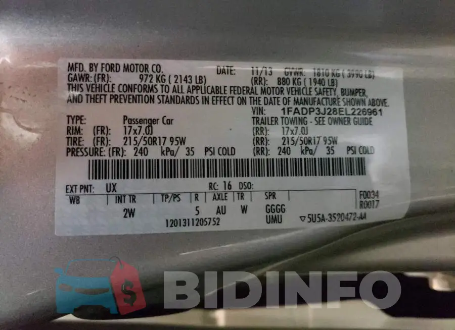 1FADP3J28EL226961 Photo# 12