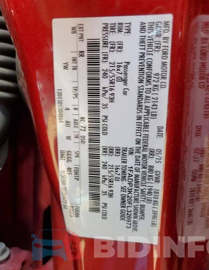 1FADP3K20FL326973 Photo# 12