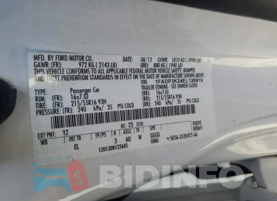 1FADP3K24EL126919 Photo# 13