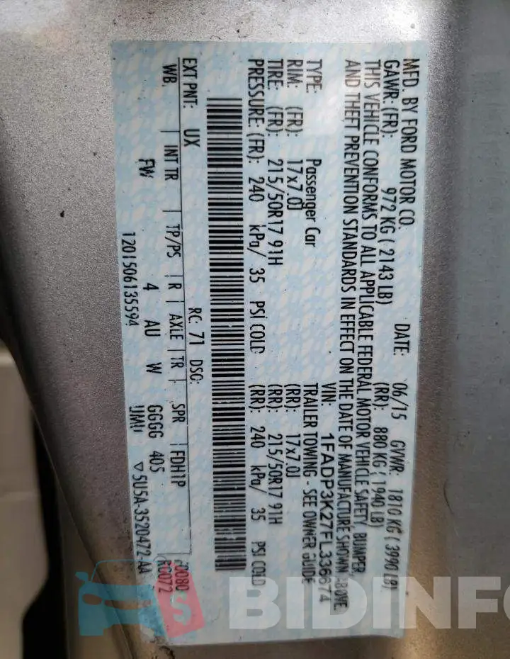 1FADP3K27FL336674 Photo# 13