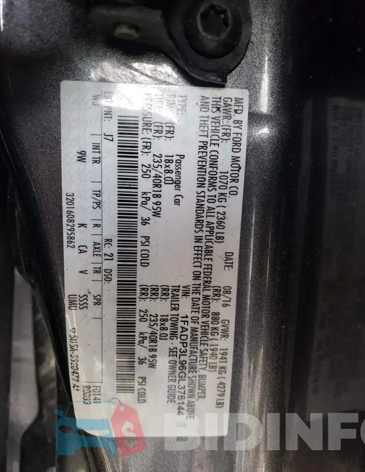 1FADP3L96GL376144 Photo# 12