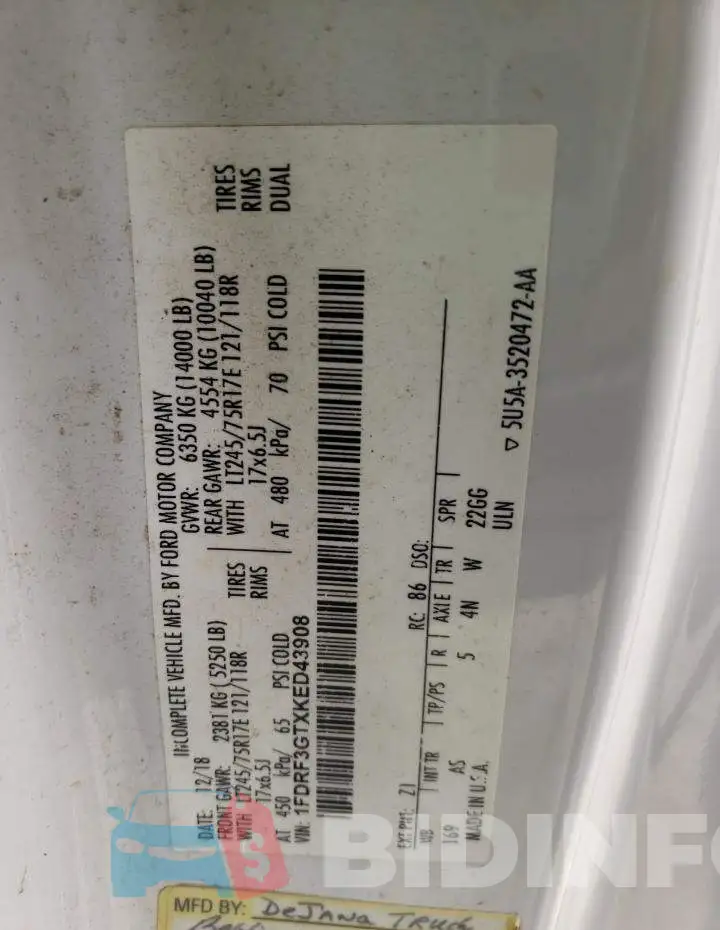 1FDRF3GTXKED43908 Photo# 12