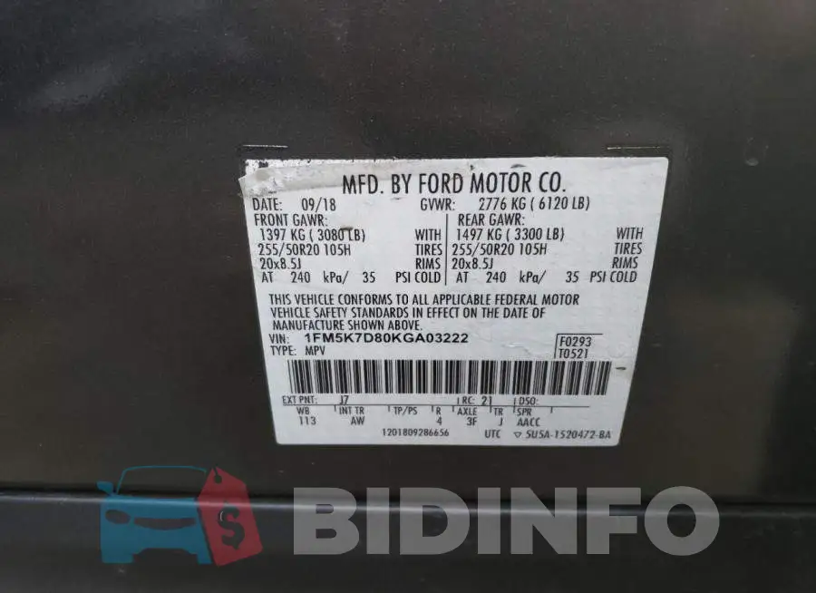 1FM5K7D80KGA03222 Photo# 12