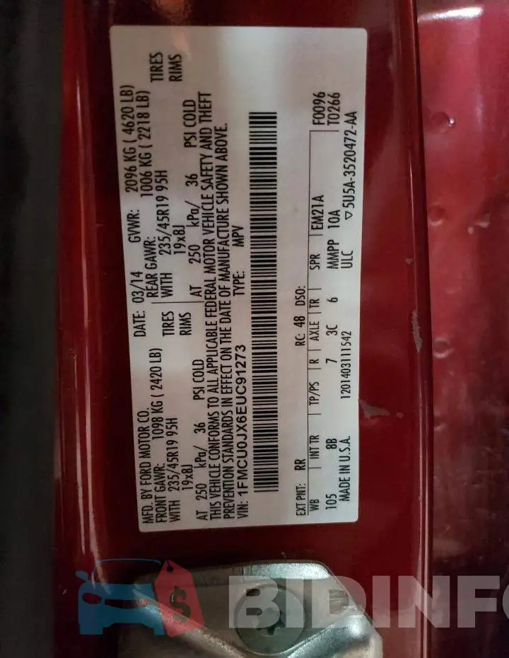 1FMCU0JX6EUC91273 Photo# 13