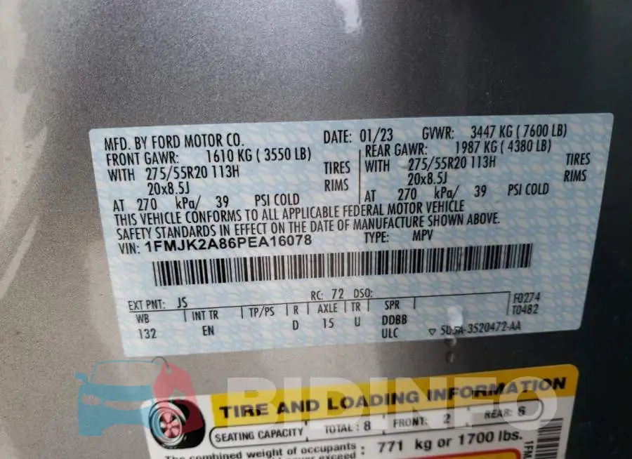 1FMJK2A86PEA16078 Photo# 13