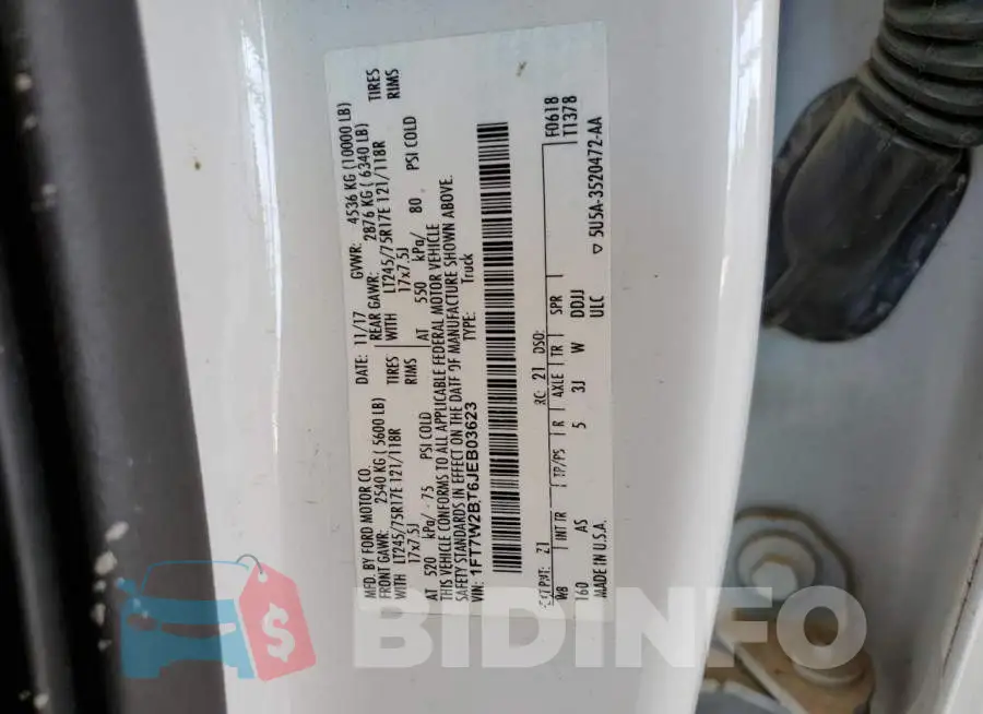 1FT7W2BT6JEB03623 Photo# 13