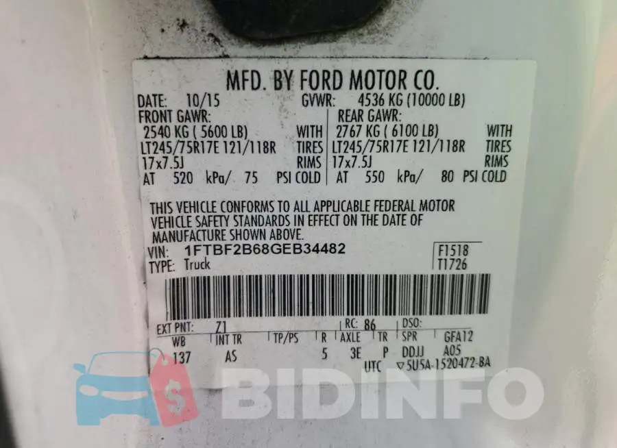 1FTBF2B68GEB34482 Photo# 12