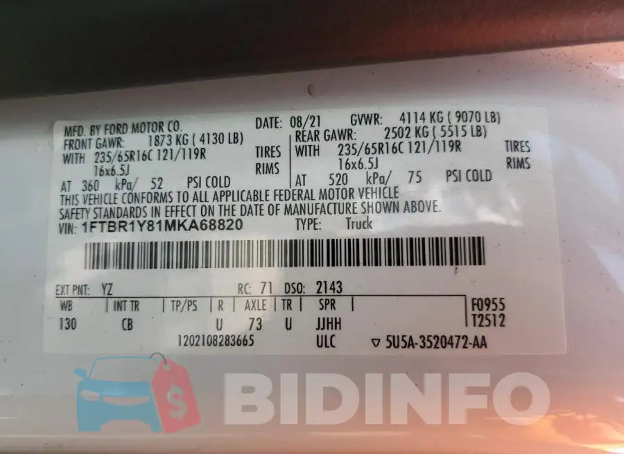 1FTBR1Y81MKA68820 Photo# 13