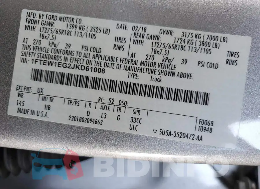 1FTEW1EG2JKD61008 Photo# 12