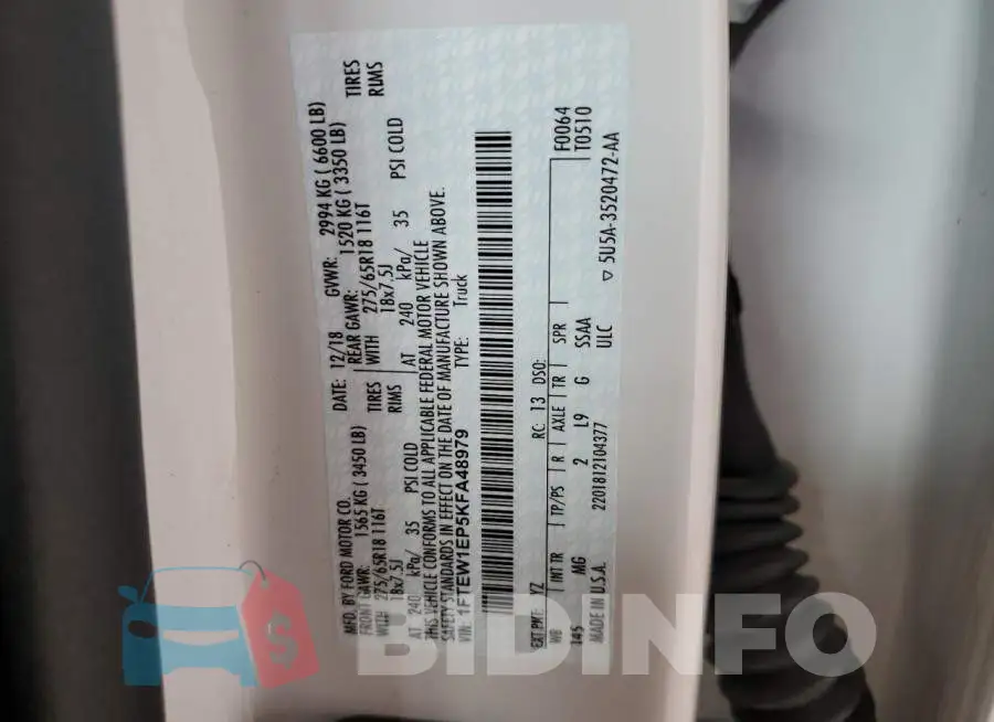 1FTEW1EP5KFA48979 Photo# 13