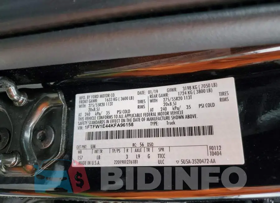 1FTFW1E44KFA96158 Photo# 12