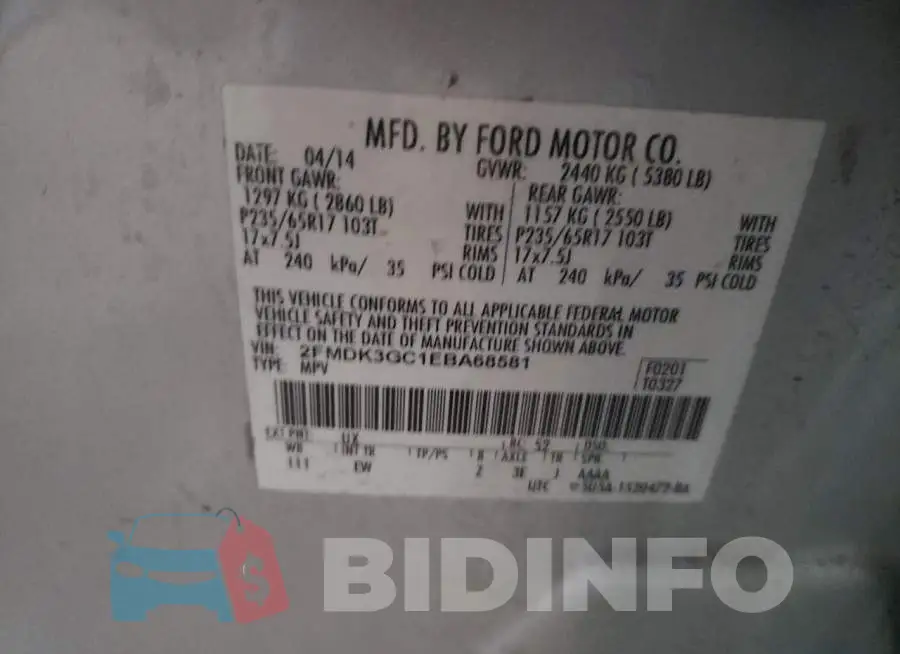 2FMDK3GC1EBA68581 Photo# 13